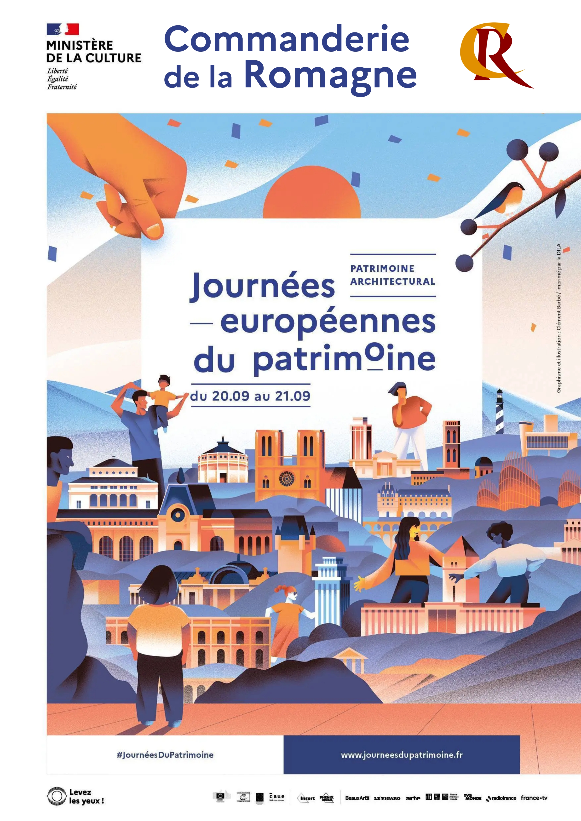 Affiche des Journées du Patrimoine 2025 à la Commanderie de la Romagne